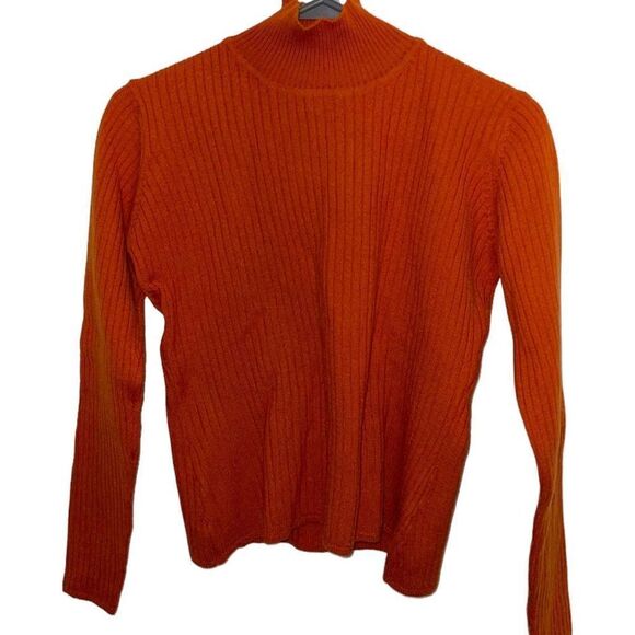 Orange Ribbed turtleneck sweater  - Picture 3 of 7